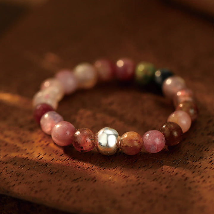 Buddha Stones925 スターリングシルバー クリスタルビーズ ホワイトジェイド ブラックオニキス 祝福 弾性リング