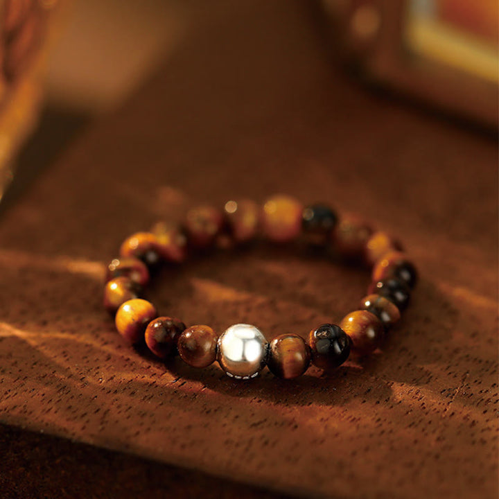 Buddha Stones925 スターリングシルバー クリスタルビーズ ホワイトジェイド ブラックオニキス 祝福 弾性リング