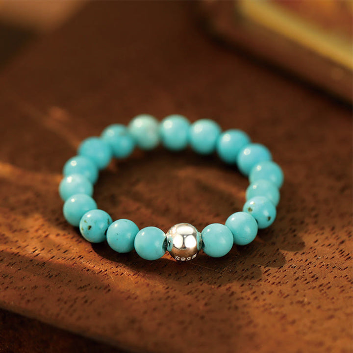 Buddha Stones925 スターリングシルバー クリスタルビーズ ホワイトジェイド ブラックオニキス 祝福 弾性リング