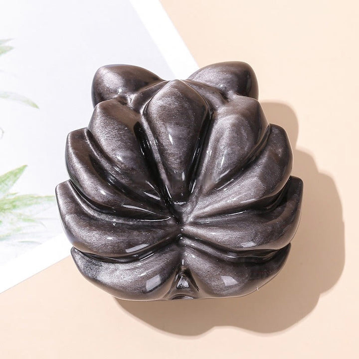 Buddha Stones天然銀光沢黒曜石 九尾狐 守護 家の装飾 - image 2