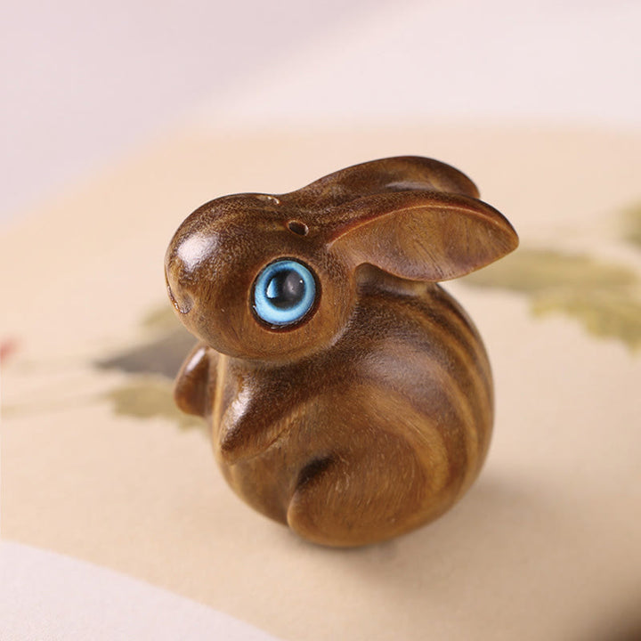 Buddha Stones小葉 紅白檀 緑白檀 幸運のミニウサギ リラクゼーション装飾