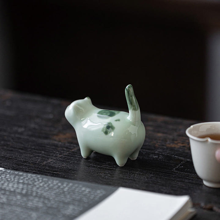 Buddha Stonesミニ幸運かわいい斑点立ち猫眠る子猫陶器置物装飾 - image 9