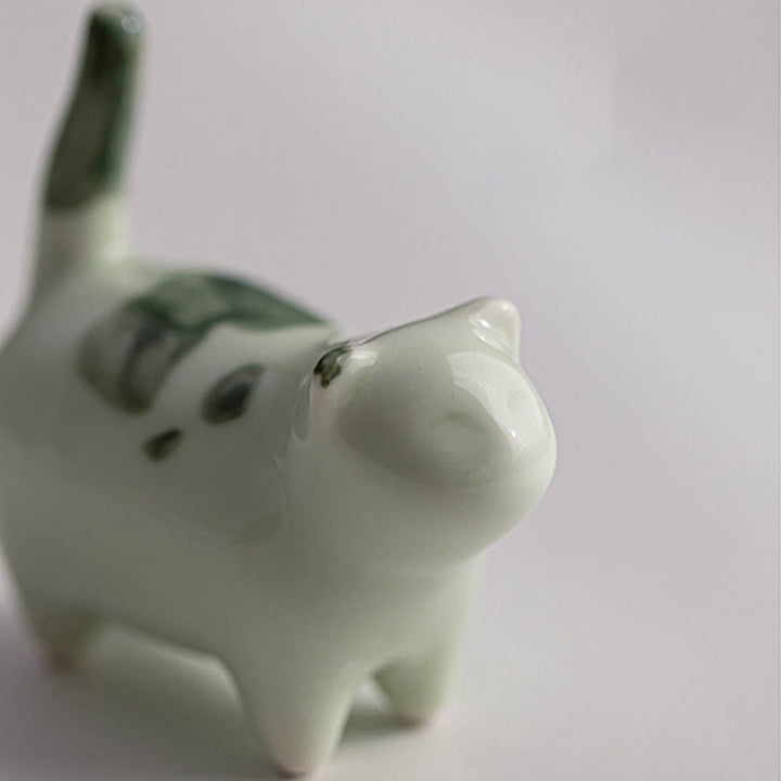 Buddha Stonesミニ幸運かわいい斑点立ち猫眠る子猫陶器置物装飾 - image 10