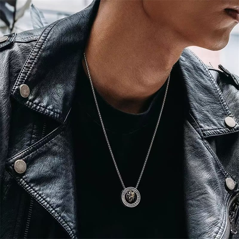 Buddha Stonesダブルリング貔貅平和のお守りチャーム富回転ネックレスペンダント - image 2