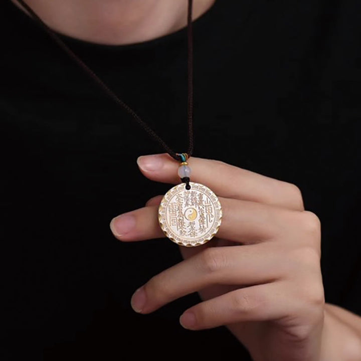 Buddha Stones石山の幽霊がお金を使う陰陽八卦デザイン銅ハーモニーネックレスペンダント - image 5