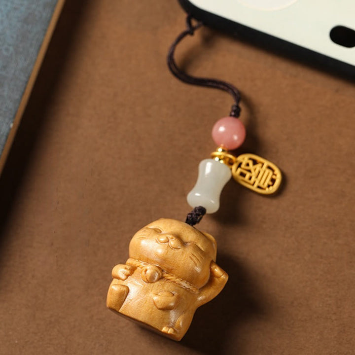 Buddha Stones小葉紫檀緑檀 白檀 招き猫 守護 キーホルダー 携帯電話 吊り下げ装飾 - image 20