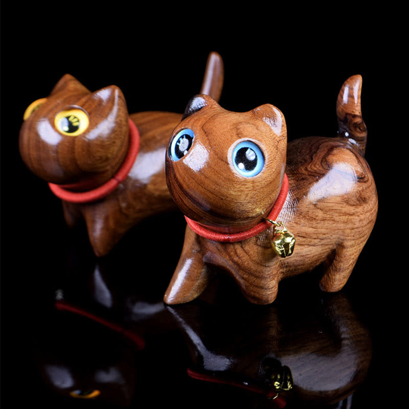 Buddha Stonesローズウッド彫刻 猫の温もり 室内装飾 - image 7