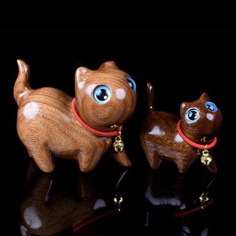 Buddha Stonesローズウッド彫刻 猫の温もり 室内装飾 - image 5