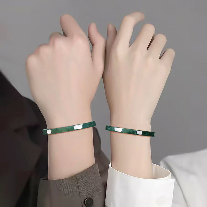 Buddha Stones天然翡翠の豊富な薄型ブレスレットバングル - image 4