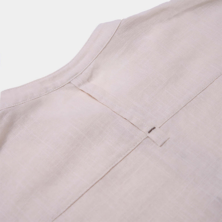 Buddha Stonesメンズ 夏 無地 半袖 ハーフボタン コットンリネン シャツ - image 23