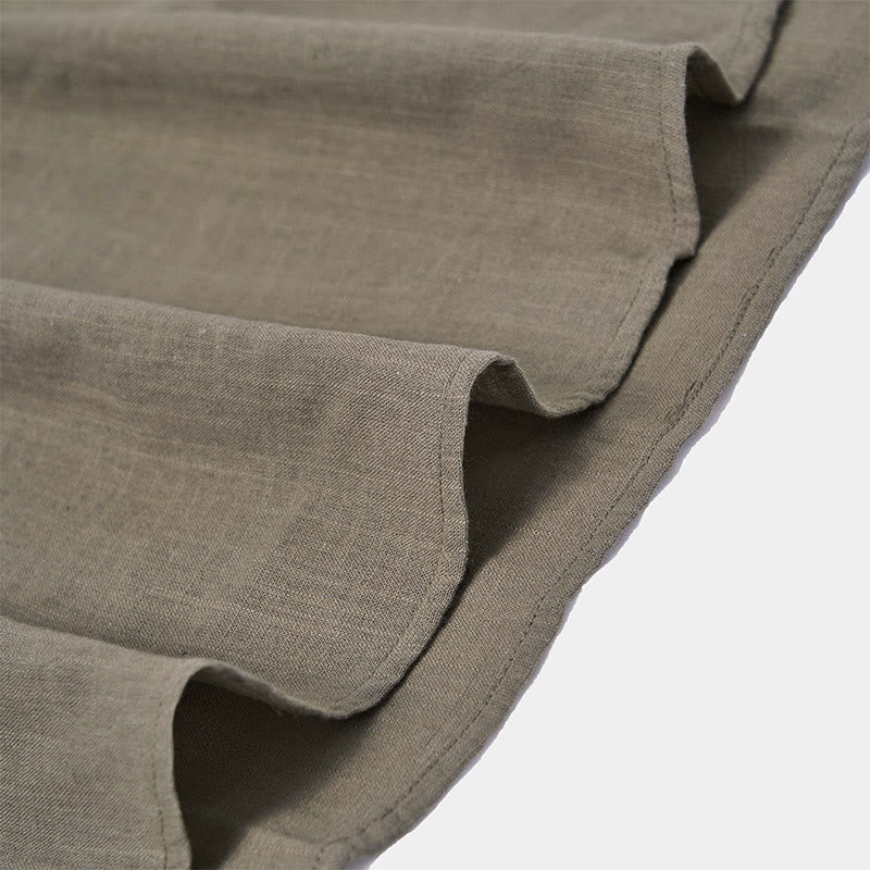 Buddha Stonesメンズ 夏 無地 半袖 ハーフボタン コットンリネン シャツ - image 11