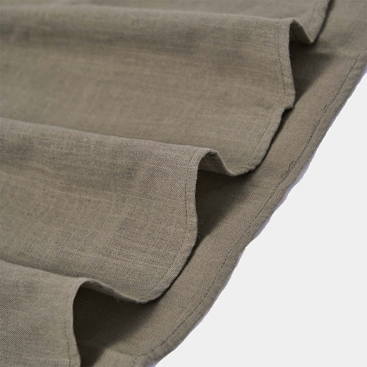 Buddha Stonesメンズ 夏 無地 半袖 ハーフボタン コットンリネン シャツ - image 11