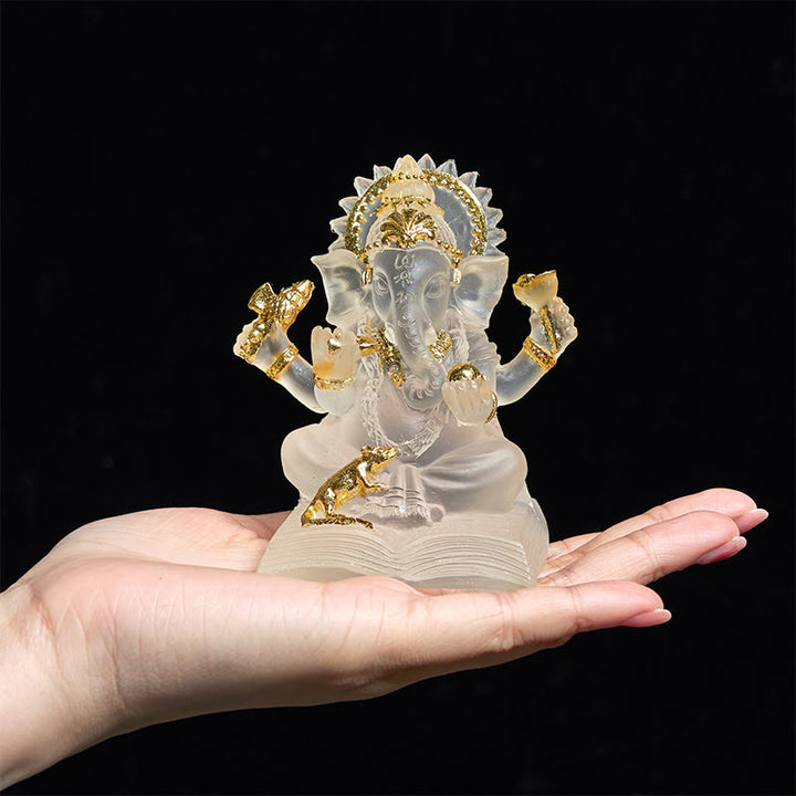 Buddha Stones透明ホワイト ガネーシャ ガンパティ 象像 守護 家庭用樹脂製装飾