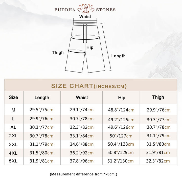 Buddha Stones無地ミドル丈リネンメンズワイドレッグパンツ(ポケット付き) - image 6