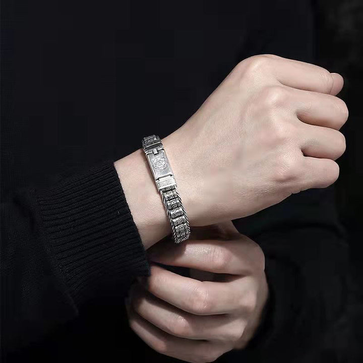 Buddha Stonesチベット銅バックルオーム・マニ・パドメ・フム平和メタルブレスレット - image 4