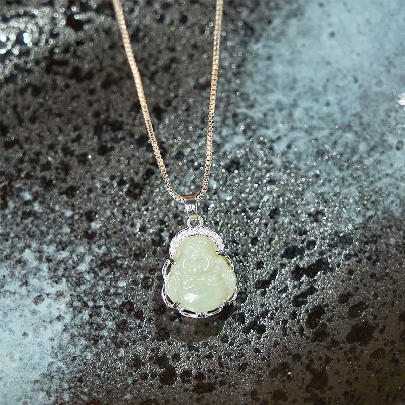Buddha Stones天然和田翡翠 笑い仏 豊穣のネックレスペンダント - image 5