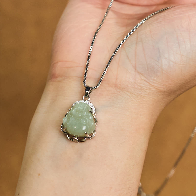 Buddha Stones天然和田翡翠 笑い仏 豊穣のネックレスペンダント - image 4