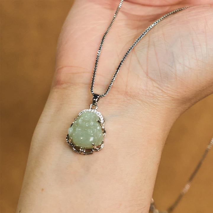 Buddha Stones天然和田翡翠 笑い仏 豊穣のネックレスペンダント - image 4