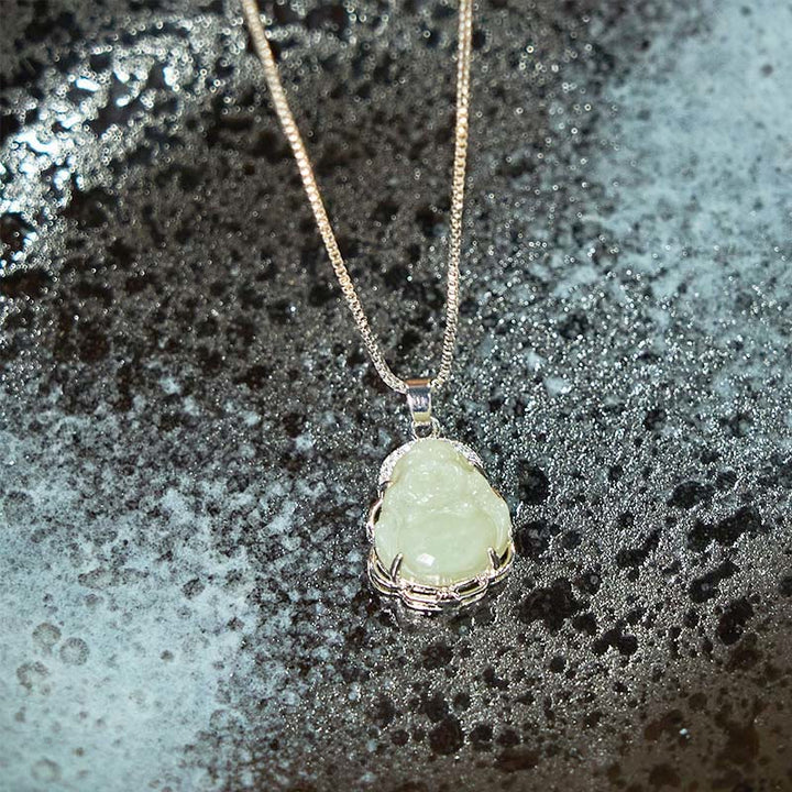 Buddha Stones天然和田翡翠 笑い仏 豊穣のネックレスペンダント - image 6