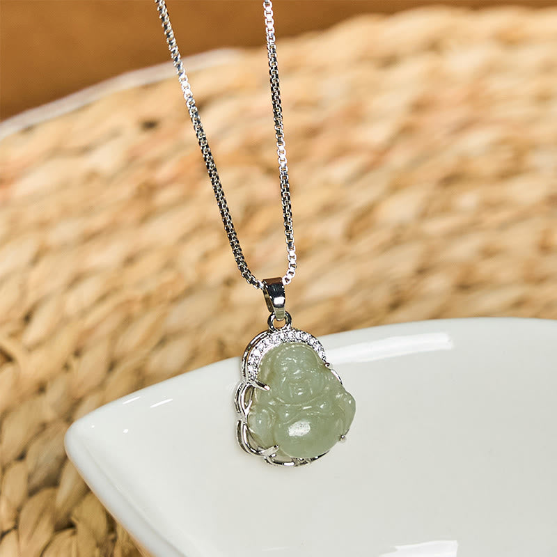 Buddha Stones天然和田翡翠 笑い仏 豊穣のネックレスペンダント - image 3