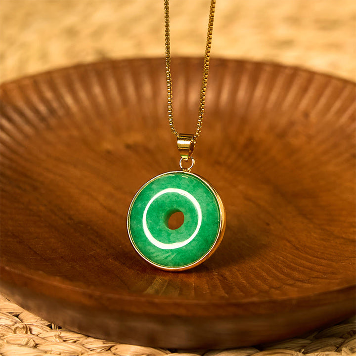 Buddha Stones天然 シアン 翡翠 平和バックル ヒーリング 幸運 ネックレス ペンダント