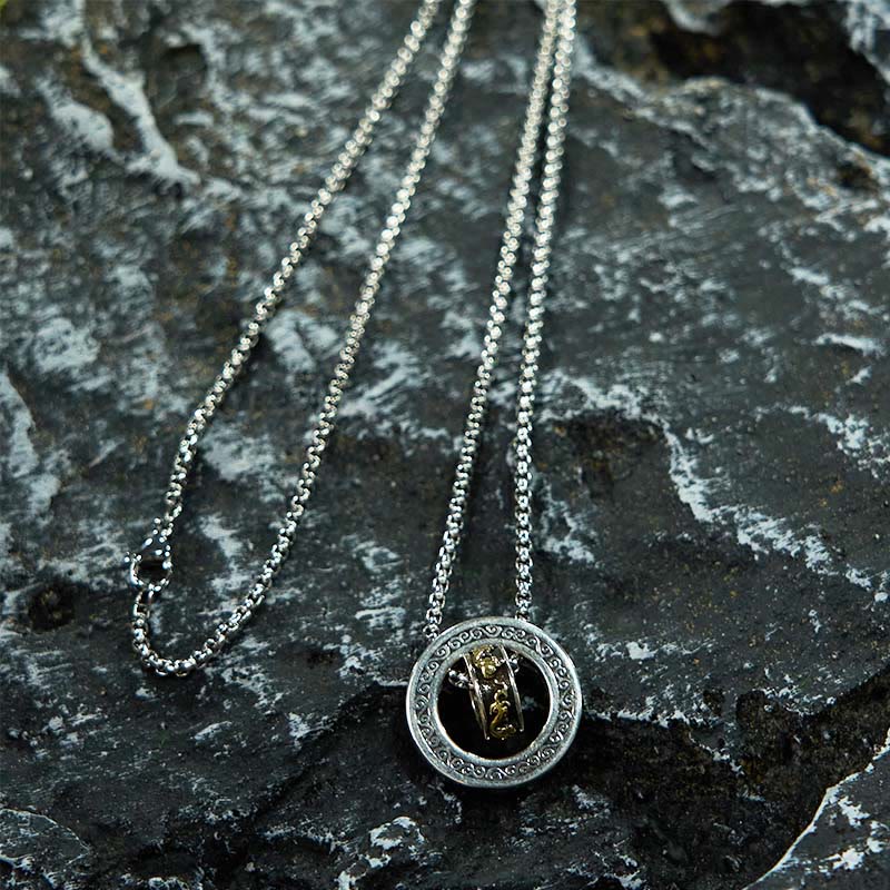 Buddha Stonesダブルリング貔貅平和のお守りチャーム富回転ネックレスペンダント - image 5