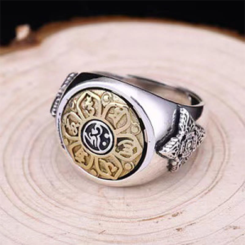 Buddha Stonesチベットオーム・マニ・パドメ・フムヴァジュラ柄 銅製 フォーカス 回転リング