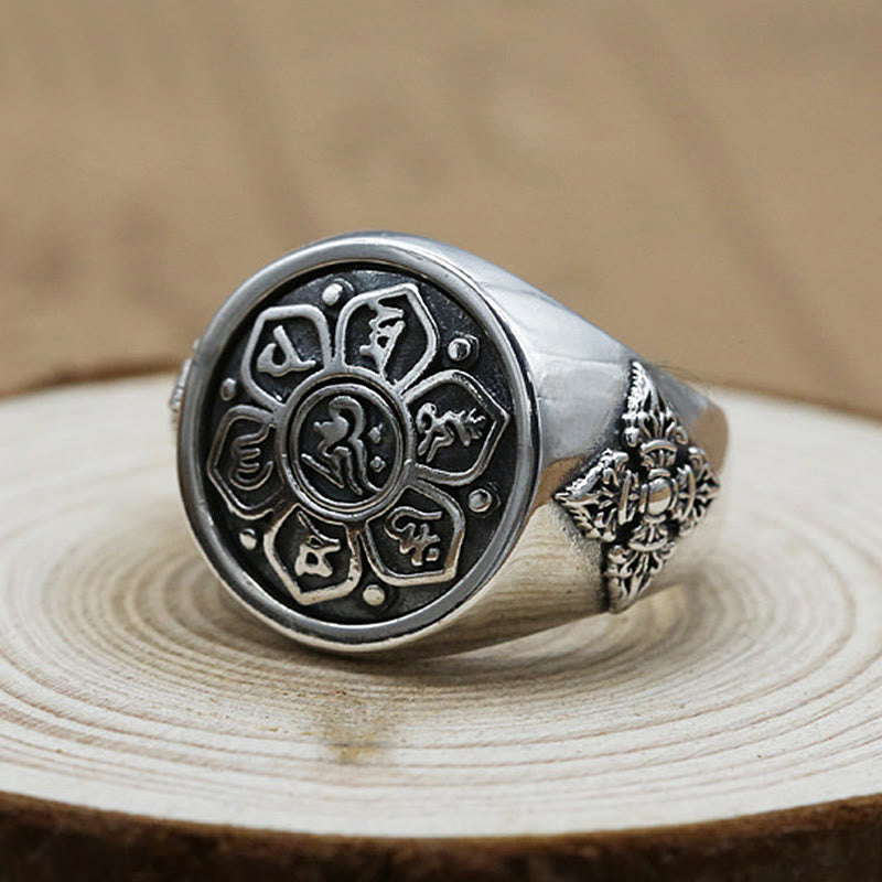 Buddha Stonesチベットオーム・マニ・パドメ・フムヴァジュラ柄 銅製 フォーカス 回転リング