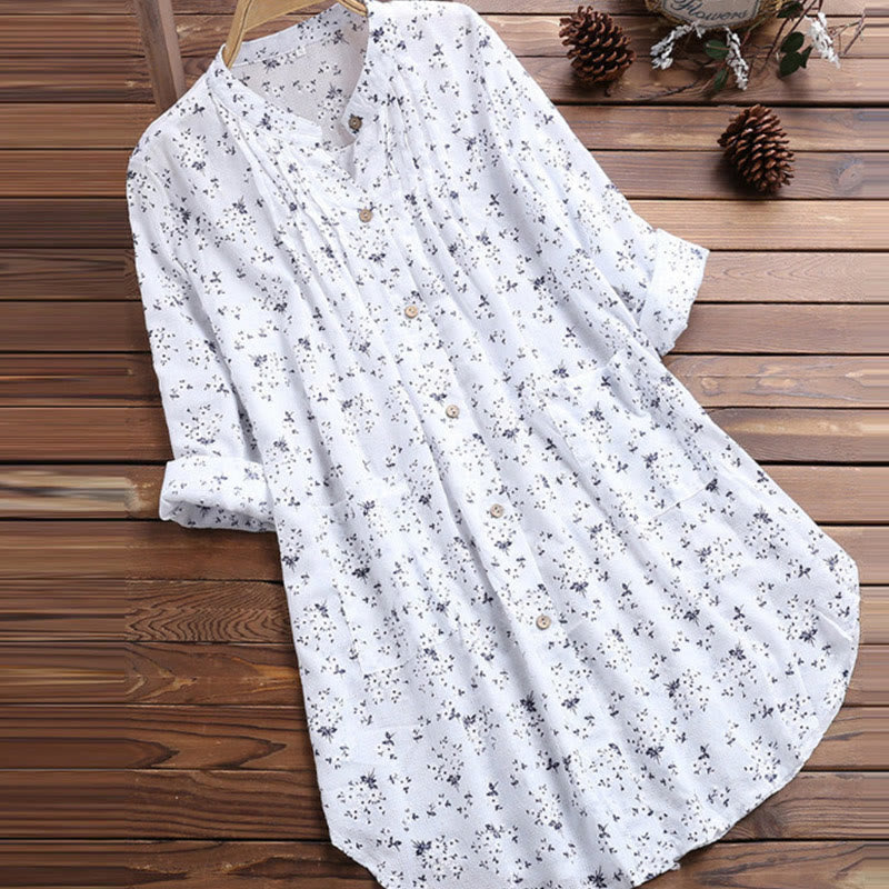 Buddha Stones柄 ボタン 長袖 コットン レディース シャツ - 白 - US8-10,UK/AU12-14,EU40-42 (2XL) - image 0