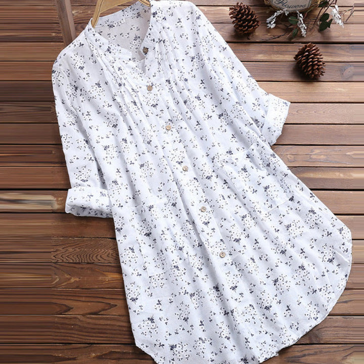 Buddha Stones柄 ボタン 長袖 コットン レディース シャツ - 白 - US8-10,UK/AU12-14,EU40-42 (2XL) - image 0