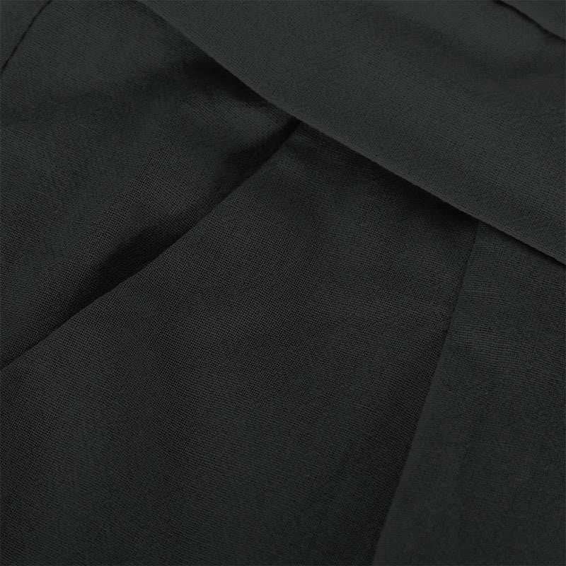 Buddha Stonesレトロ カジュアル ハイウエスト コットン レディース ワイドレッグパンツ ポケット付き - image 8