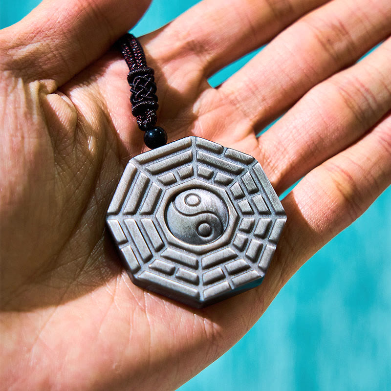 Buddha Stonesシルバー シーン オブシディアン 八卦 陰陽 シンボル 守護 ネックレス ペンダント - image 11