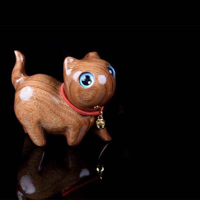 Buddha Stonesローズウッド彫刻 猫の温もり 室内装飾 - ブルー 約52×28×36mm - image 4