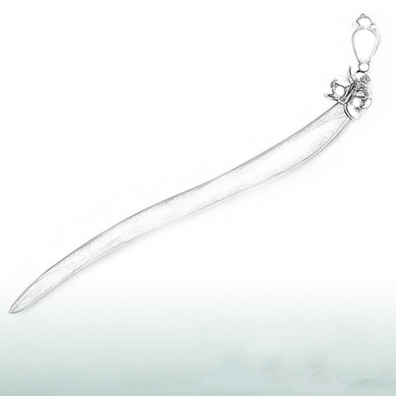 Buddha Stonesシルバータッセルグリーンサンダルウッドの癒しのヘアピン