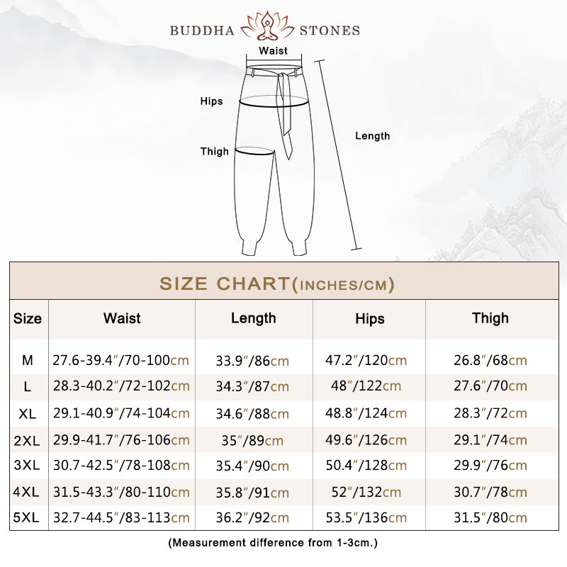 Buddha Stonesオーシャンウェーブ レースアップ コットン メンズ ハーレムパンツ ポケット付き - image 3