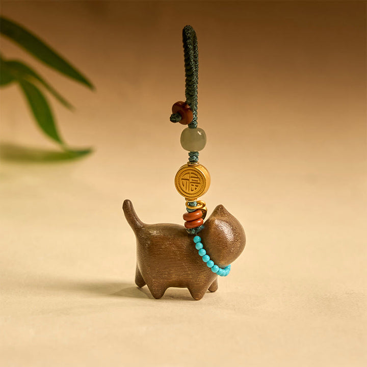 Buddha Stones和田翡翠 天然白檀 紅白檀 緑白檀 福文字 豊穣のキーホルダー