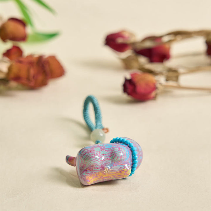 Buddha Stones和田翡翠 天然白檀 紅白檀 緑白檀 福文字 豊穣のキーホルダー