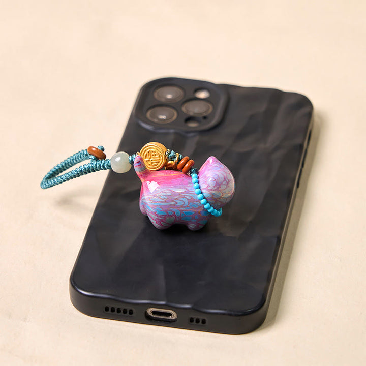 Buddha Stones和田翡翠 天然白檀 紅白檀 緑白檀 福文字 豊穣のキーホルダー