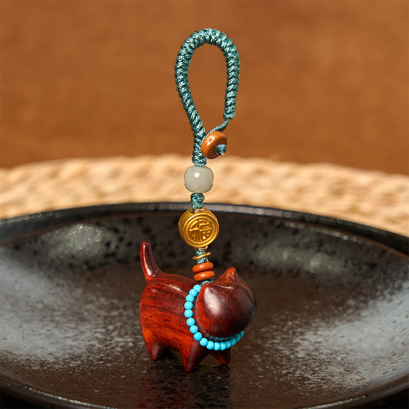 Buddha Stones和田翡翠 天然白檀 紅白檀 緑白檀 福文字 豊穣のキーホルダー