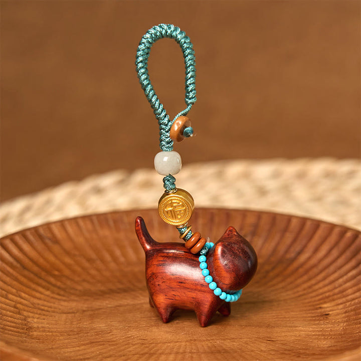 Buddha Stones和田翡翠 天然白檀 紅白檀 緑白檀 福文字 豊穣のキーホルダー