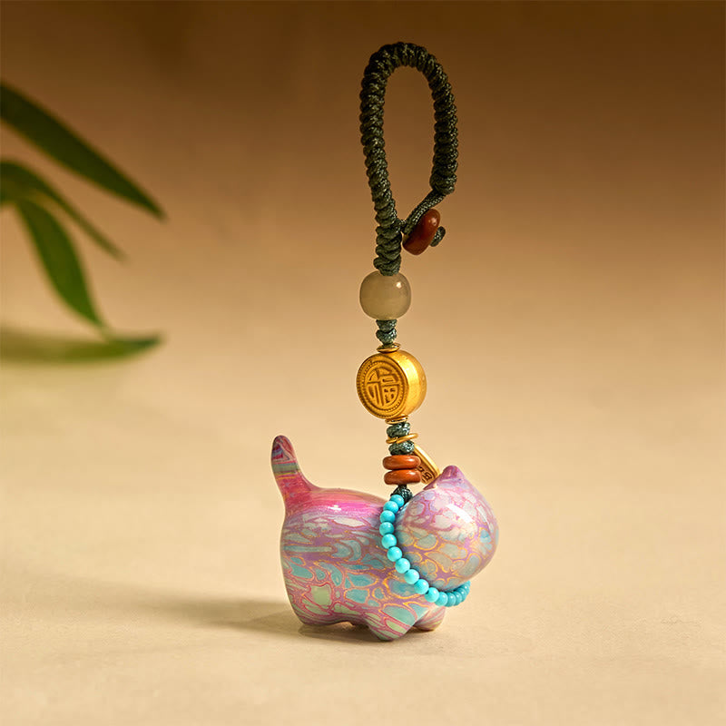 Buddha Stones和田翡翠 天然白檀 紅白檀 緑白檀 福文字 豊穣のキーホルダー