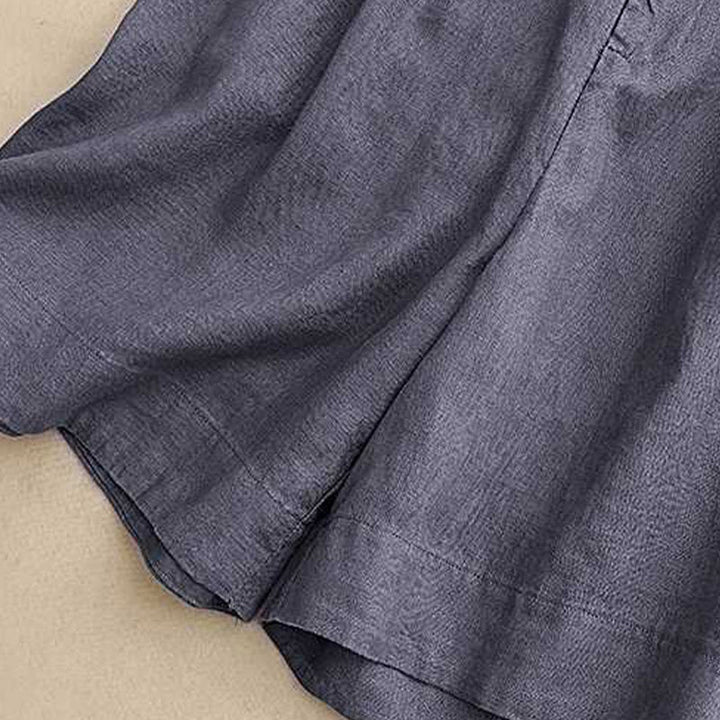 Buddha Stones夏 カジュアル 無地 ジッパーボタン アクリルファイバー カエルボタン レディース ショートパンツ ポケット付き