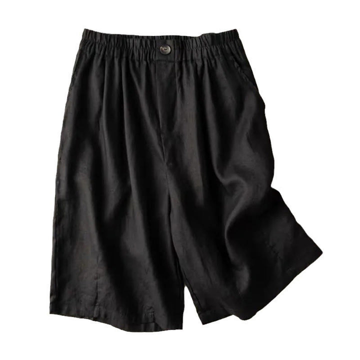 Buddha Stones夏 カジュアル 無地 ジッパーボタン コットンリネン レディース ショートパンツ ポケット付き - image 17