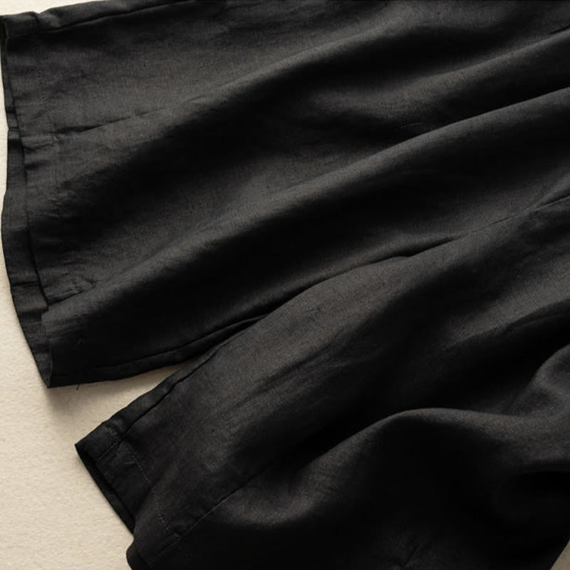 Buddha Stones夏 カジュアル 無地 ジッパーボタン コットンリネン レディース ショートパンツ ポケット付き - image 16