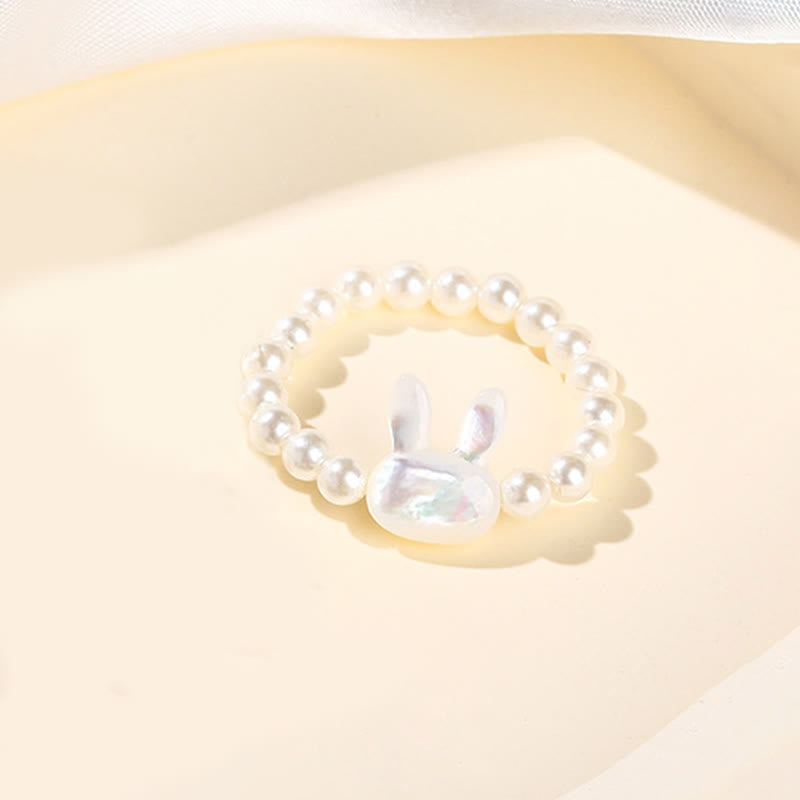 Buddha Stones3mm シャコガイ 石ビーズ ウサギの祝福 弾性リング