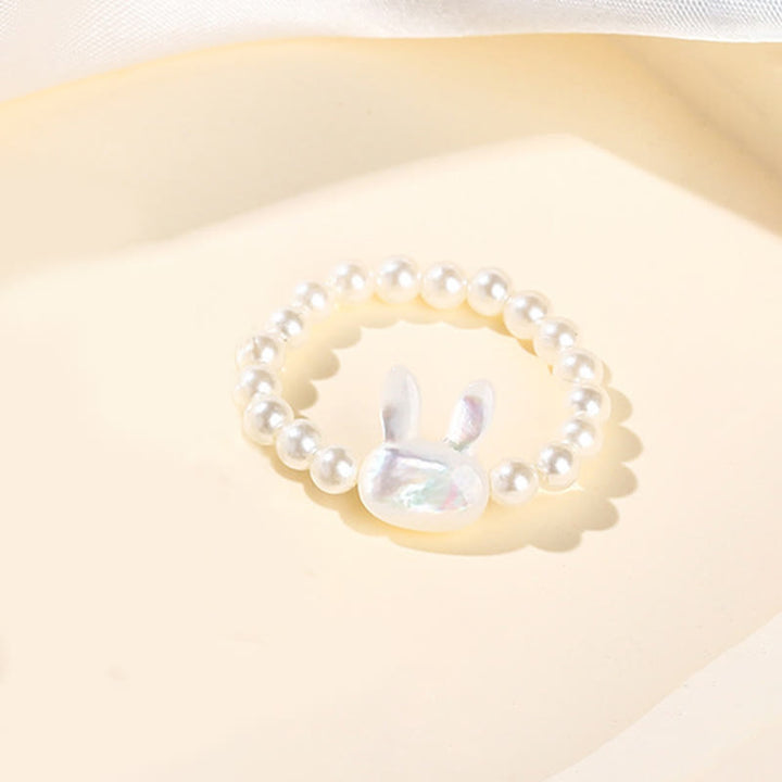 Buddha Stones3mm シャコガイ 石ビーズ ウサギの祝福 弾性リング