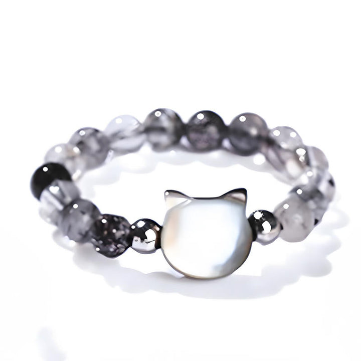 Buddha Stones 3mm ブラックルチルクォーツ シャコガイ 石 ウサギ 猫 リング - image 13