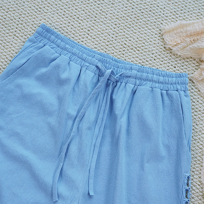 Buddha Stones夏 無地 つなぎ デザイン コットン リネン レディース パンツ ポケット付き - image 31