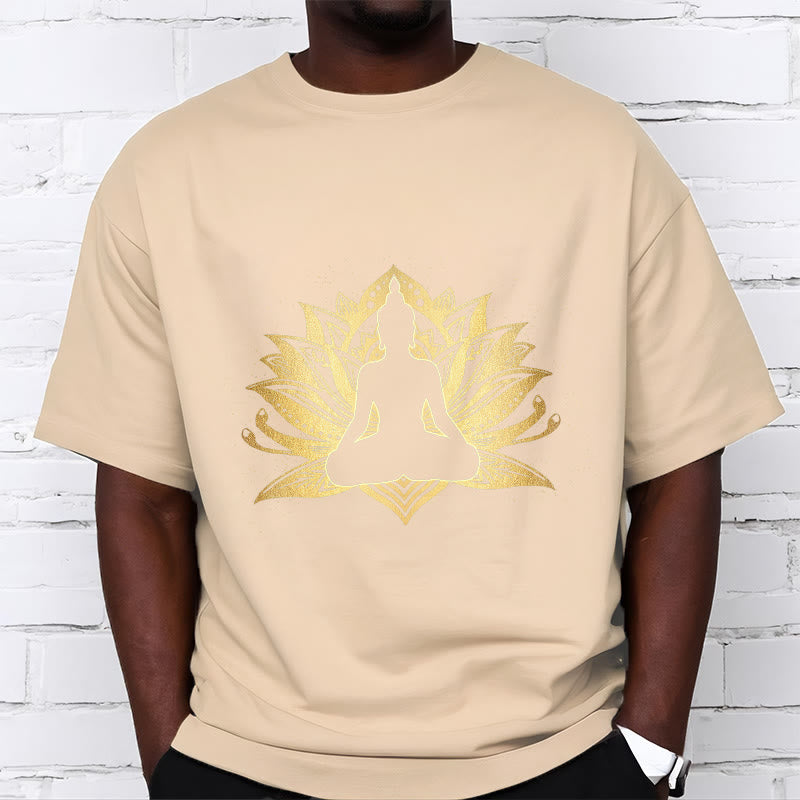 Buddha Stones、黄金の蓮、瞑想仏陀Tシャツ - image 10
