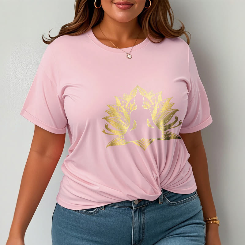 Buddha Stones、黄金の蓮、瞑想仏陀Tシャツ - image 14